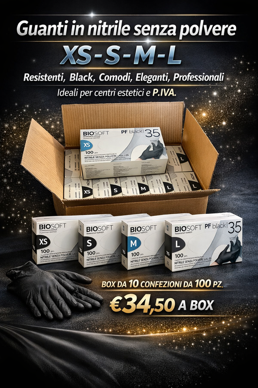 BOX da 10 confezioni di GUANTI NITRILE senza polvere BLACK